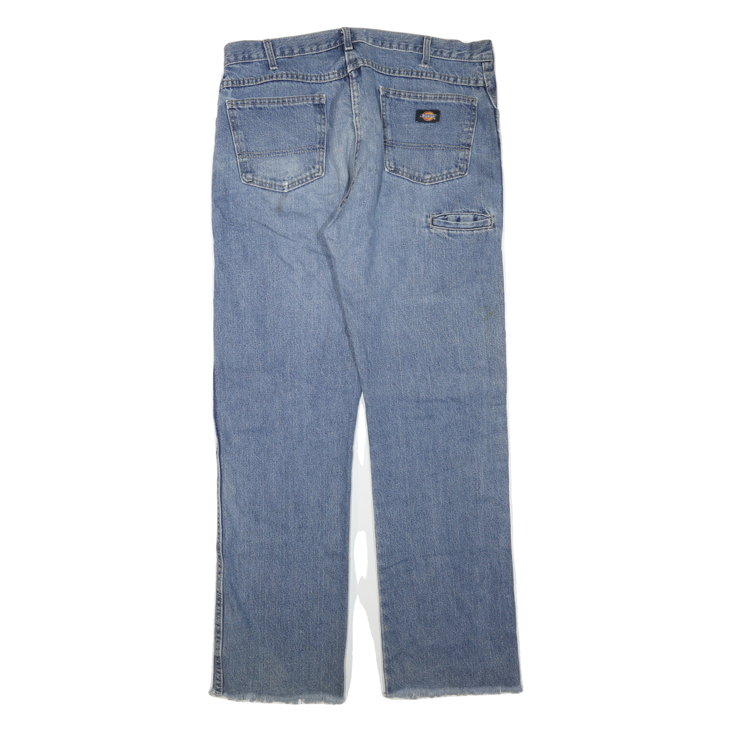 DICKIES Mens Regular Fit Blue Denim Jeans W36 L34 Workwear Casual Zip Closure