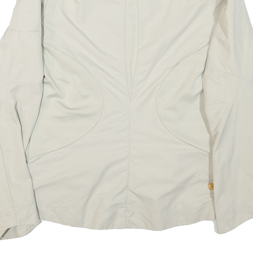 ADIDAS Womens Cream Nylon Zip Jacket L Plain Lightweight Sportswear