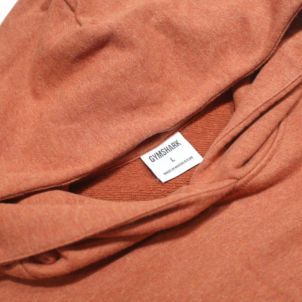 GYMSHARK Womens Rust Orange Pullover Hoodie L Casual Cotton Blend Sweatshirt