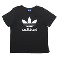 ADIDAS Womens Black Cotton Blend Graphic T-Shirt UK 14 Short Sleeve Crew Neck