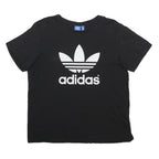 ADIDAS Womens Black Cotton Blend Graphic T-Shirt UK 14 Short Sleeve Crew Neck