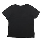 ADIDAS Womens Black Cotton Blend Graphic T-Shirt UK 14 Short Sleeve Crew Neck