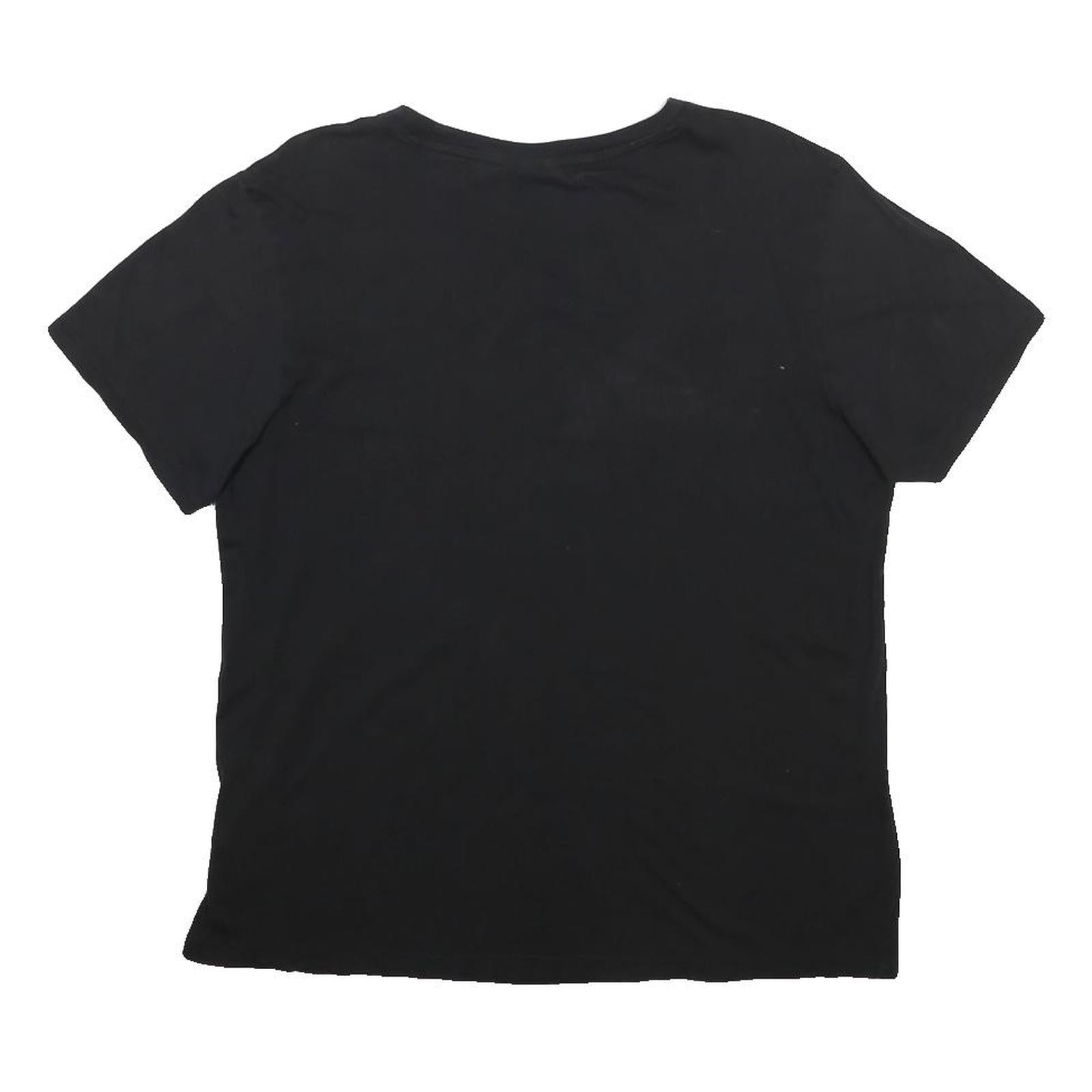 ADIDAS Womens Black Cotton Blend Graphic T-Shirt UK 14 Short Sleeve Crew Neck