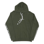 CHAMPION Mens Green Hoodie S Champion Sleeve Tape Pullover Cotton Blend
