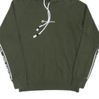 CHAMPION Mens Green Hoodie S Champion Sleeve Tape Pullover Cotton Blend