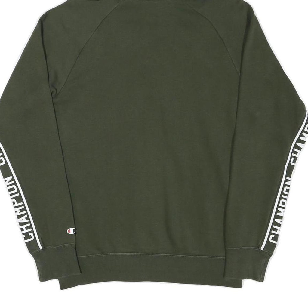 CHAMPION Mens Green Hoodie S Champion Sleeve Tape Pullover Cotton Blend