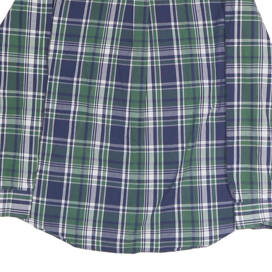 CHAPS Mens Blue & Green Checked Shirt XL Button Cotton Blend Casual