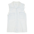 LOIS Distressed Womens Denim Shirt Blue Sleeveless S