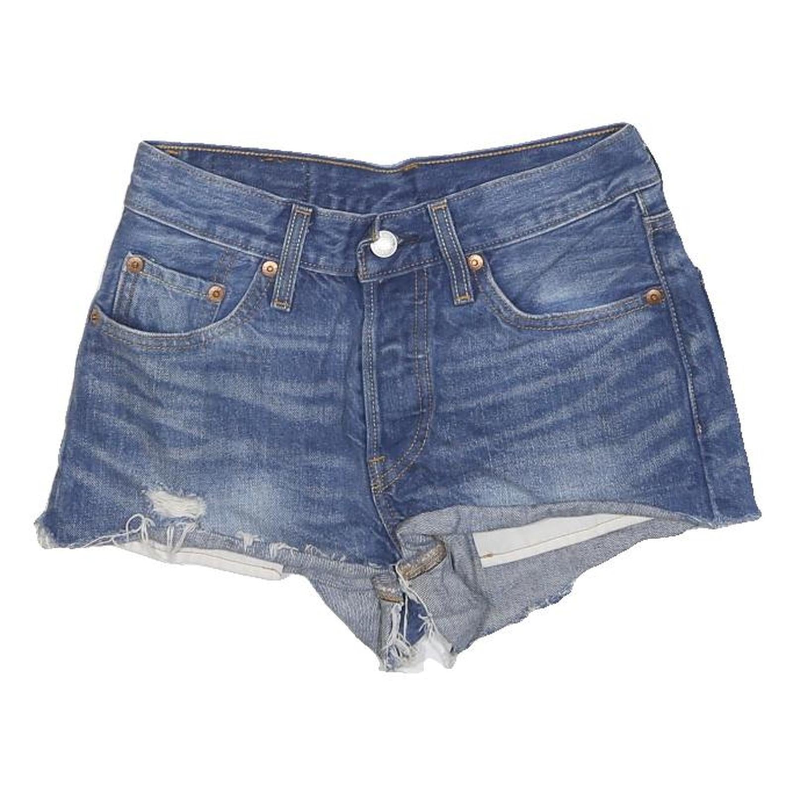 LEVI'S Womens Denim Blue Cut-Off Shorts S W26 Distressed Casual