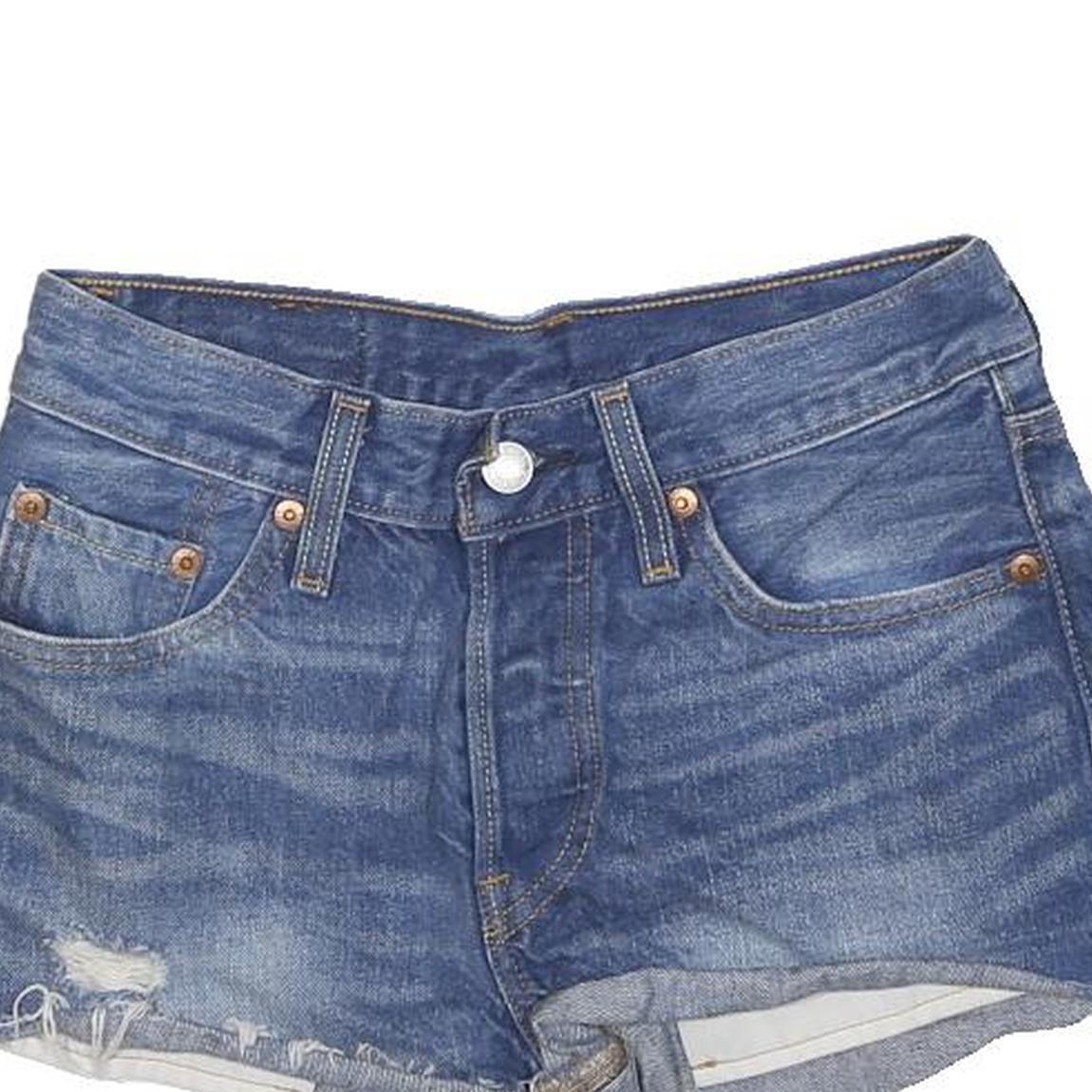 LEVI'S Womens Denim Blue Cut-Off Shorts S W26 Distressed Casual