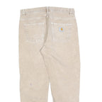 CARHARTT Mens Cotton Blend Beige Relaxed Straight Trousers W34 L30 Workwear