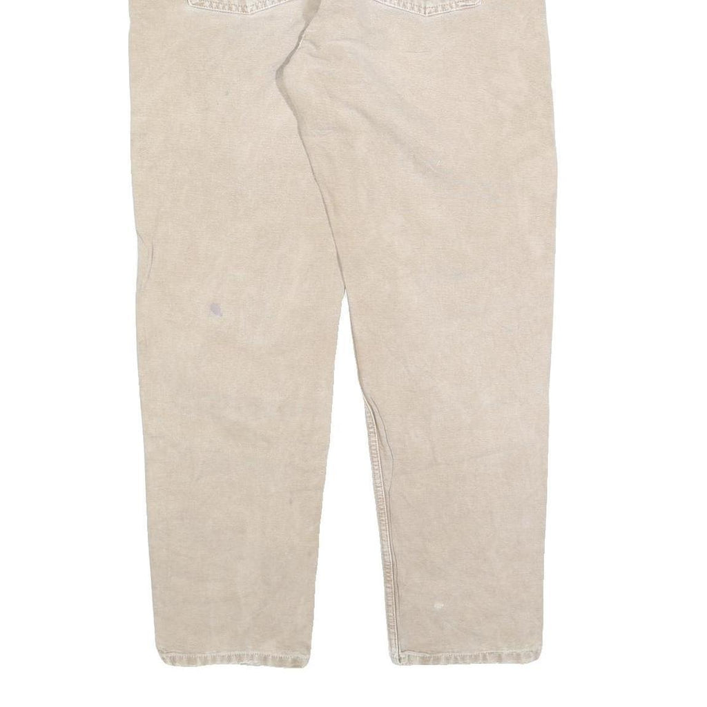 CARHARTT Mens Cotton Blend Beige Relaxed Straight Trousers W34 L30 Workwear