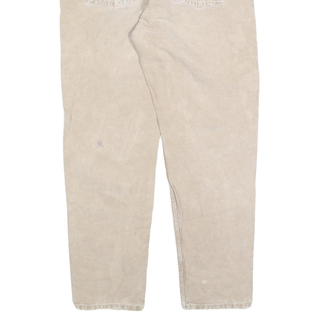 CARHARTT Mens Cotton Blend Beige Relaxed Straight Trousers W34 L30 Workwear