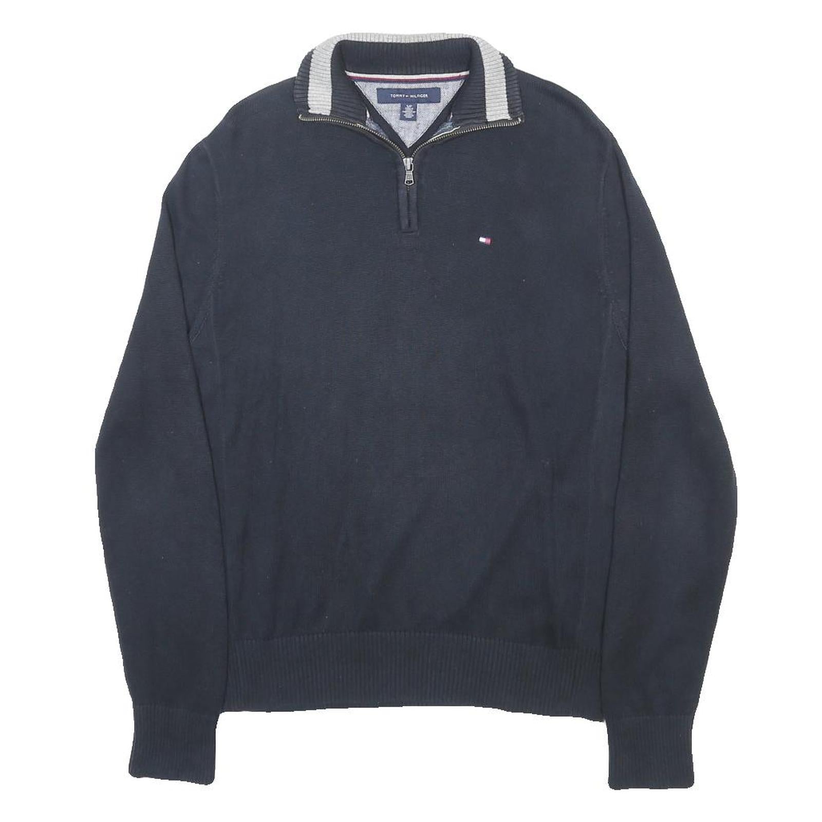 TOMMY HILFIGER Mens Navy Blue Plain Pullover Crew Neck Basic Knit S Jumper