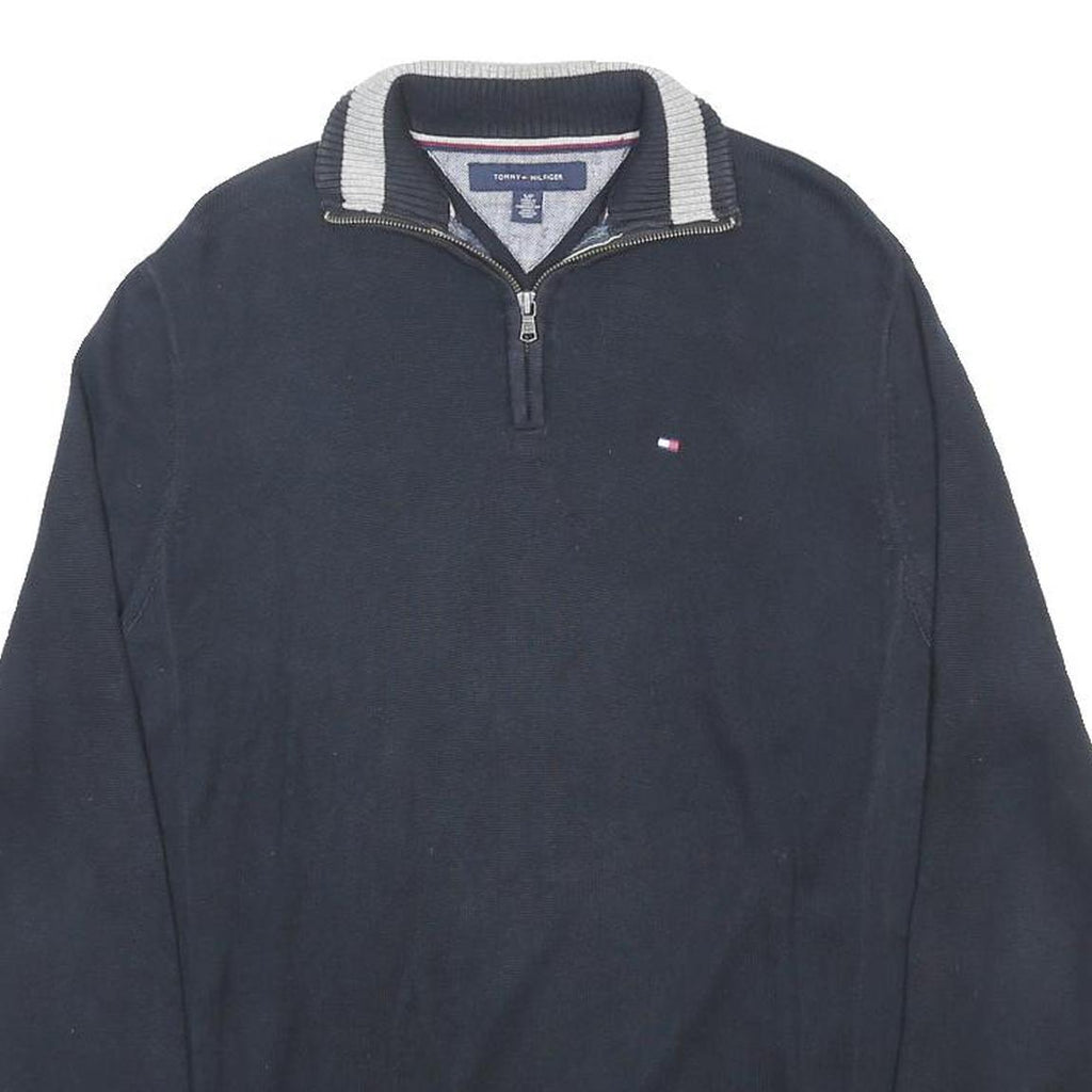 TOMMY HILFIGER Mens Navy Blue Plain Pullover Crew Neck Basic Knit S Jumper