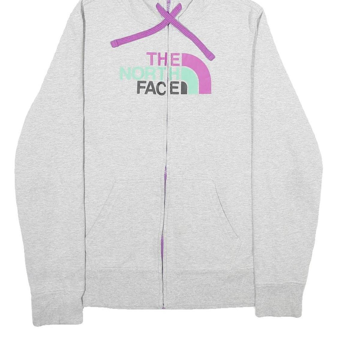 THE NORTH FACE Womens Grey & Purple Zip Up Hoodie L Casual Outdoor Sweatshirt