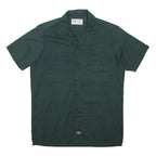 DICKIES Mens Green Polyester Blend Work Shirt M Short Sleeve Button Up