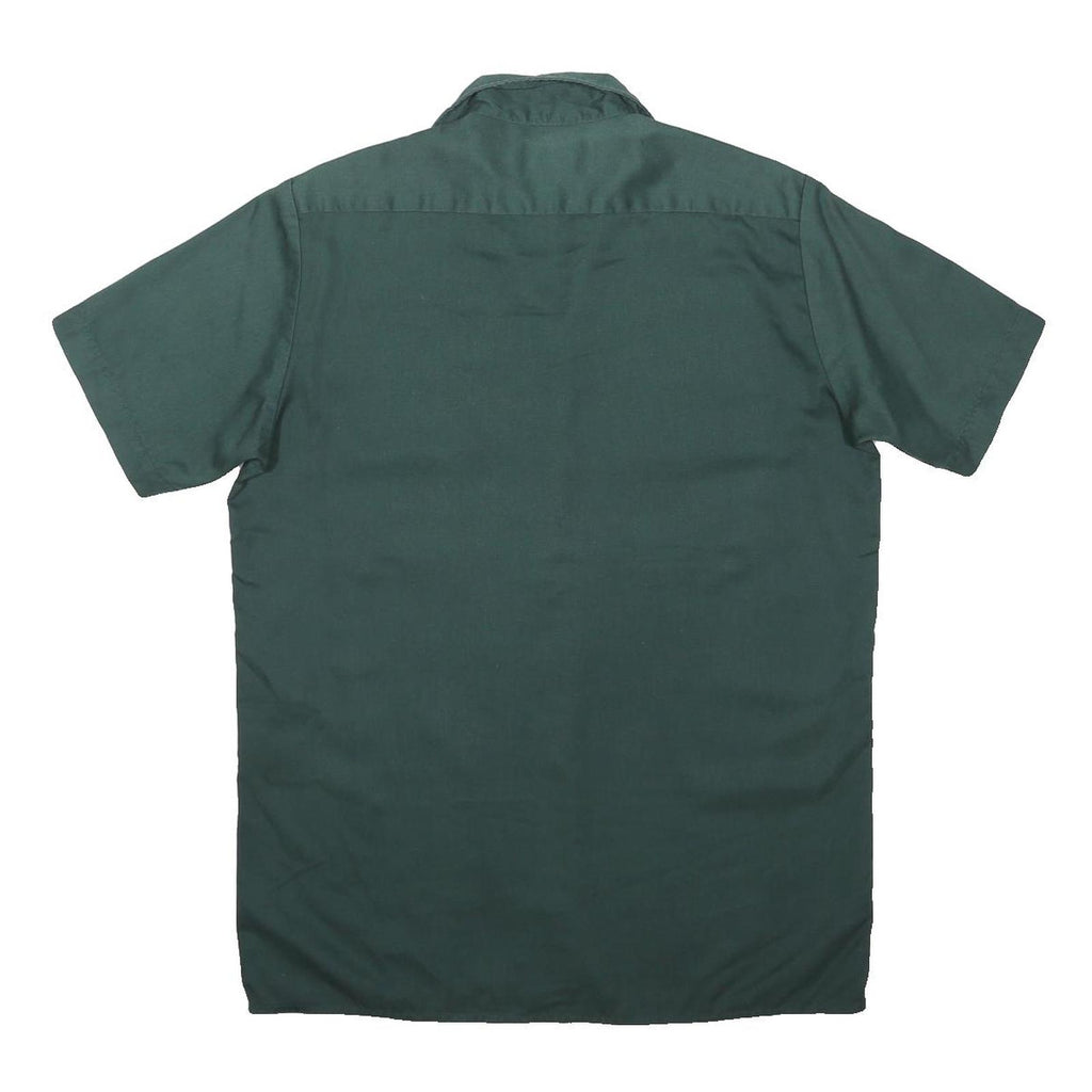 DICKIES Mens Green Polyester Blend Work Shirt M Short Sleeve Button Up
