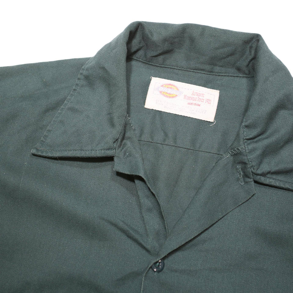DICKIES Mens Green Polyester Blend Work Shirt M Short Sleeve Button Up