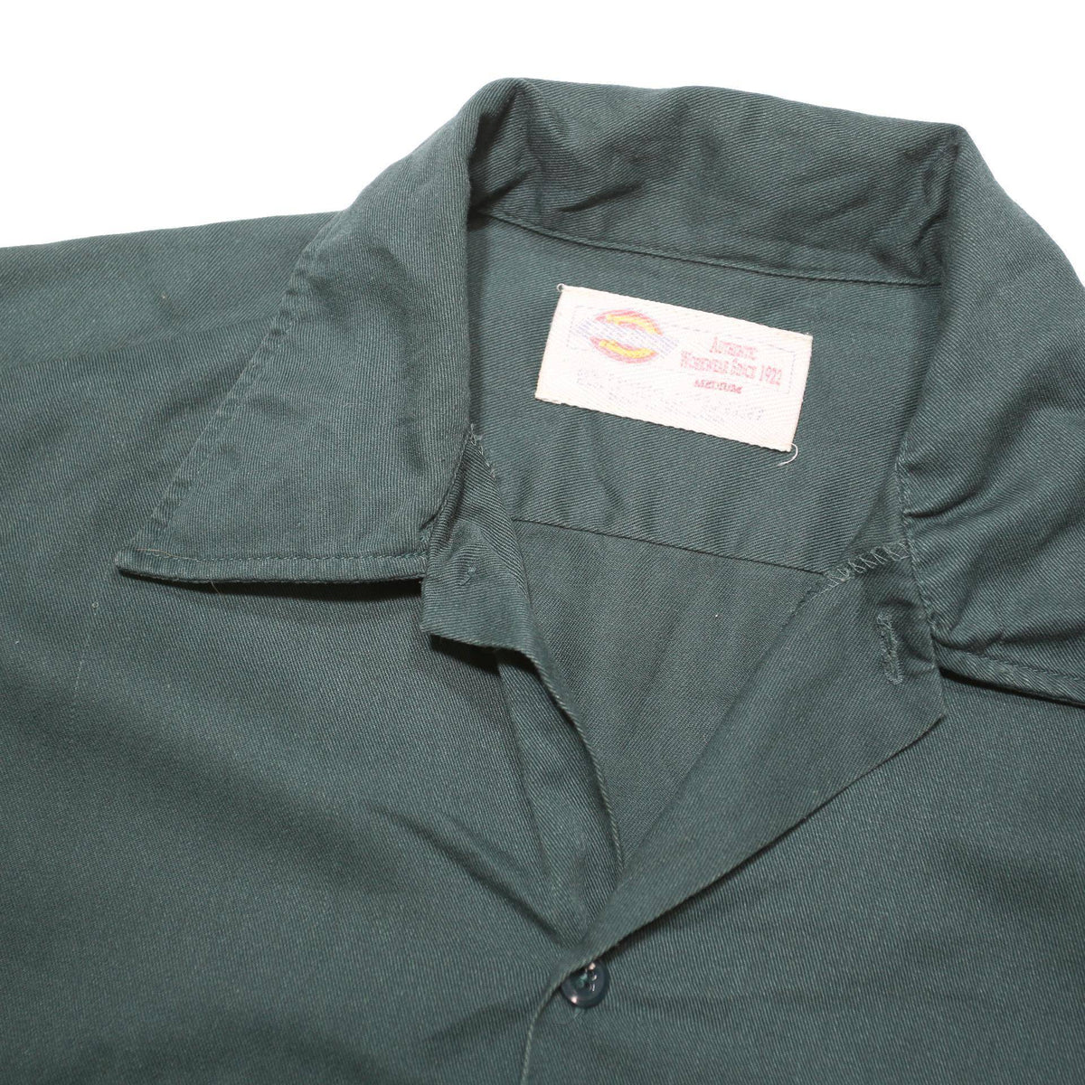 DICKIES Mens Green Polyester Blend Work Shirt M Short Sleeve Button Up