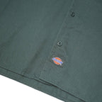 DICKIES Mens Green Polyester Blend Work Shirt M Short Sleeve Button Up