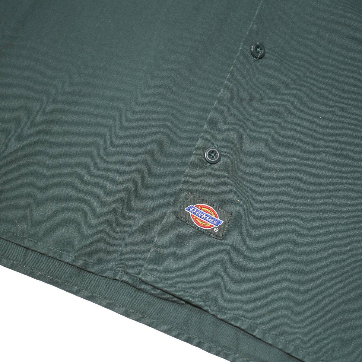 DICKIES Mens Green Polyester Blend Work Shirt M Short Sleeve Button Up