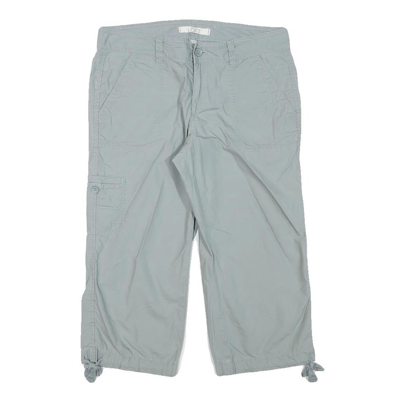 LOFT Womens Shorts Blue Casual Cargo M W30 Cotton Blend Utility Pockets