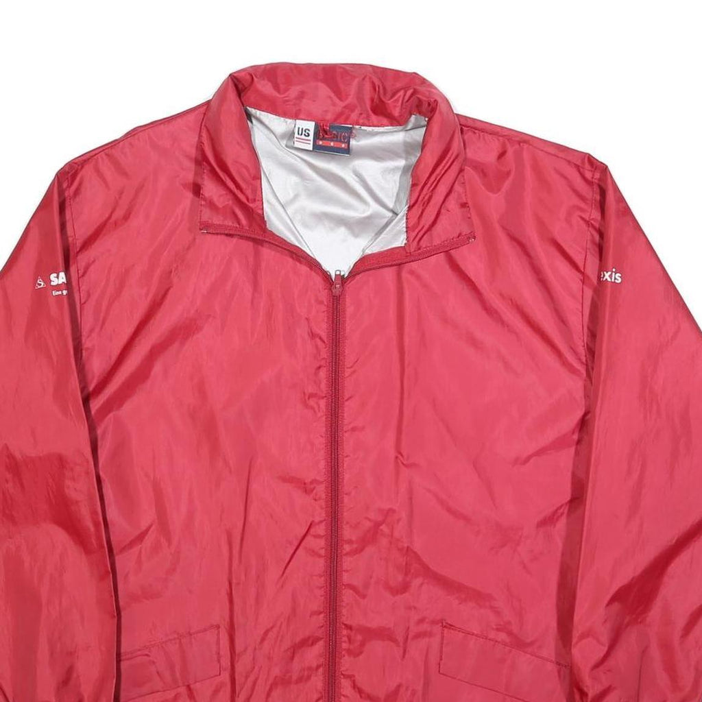 US BASIC Mens Red Lightweight Jacket S Polyester Blend Plain Zip Closure Casual
