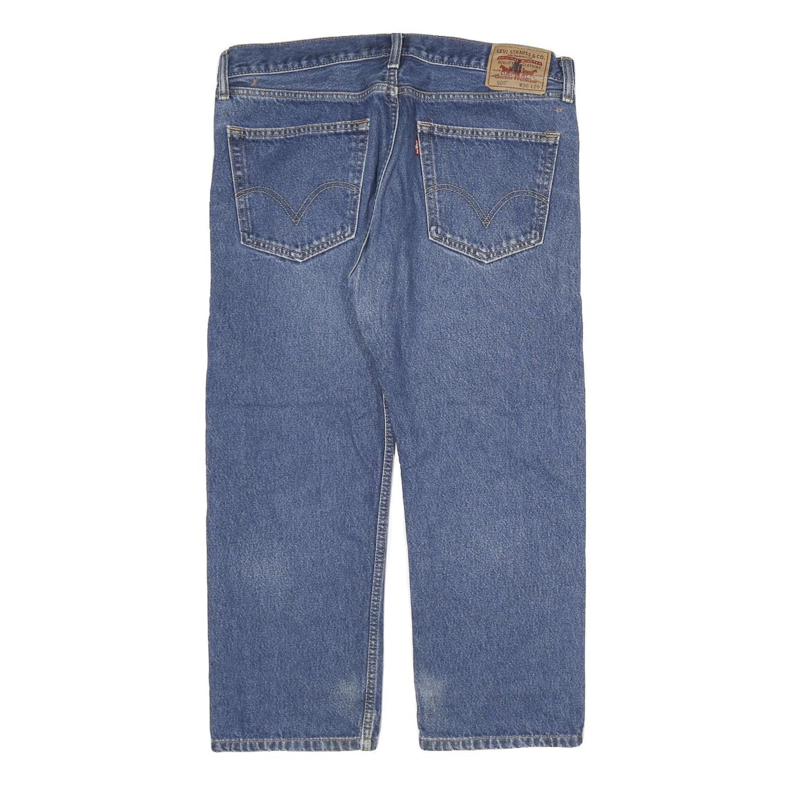 LEVI'S 505 Mens Jeans Blue Regular Straight Denim Medium W36 L29 Classic Zip