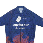 SCATTA Mens Blue & Orange Cyclotour Du Léman Graphic T-Shirt L Short Sleeve Crew