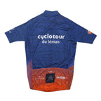 SCATTA Mens Blue & Orange Cyclotour Du Léman Graphic T-Shirt L Short Sleeve Crew