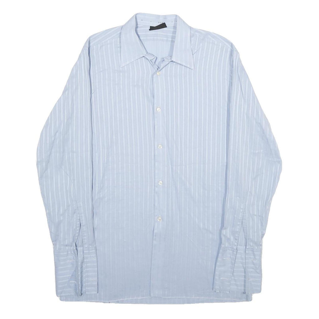 SCHILD Mens Blue Striped Shirt M Classic Button Down Polyester Blend