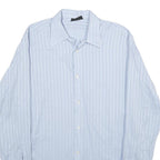 SCHILD Mens Blue Striped Shirt M Classic Button Down Polyester Blend