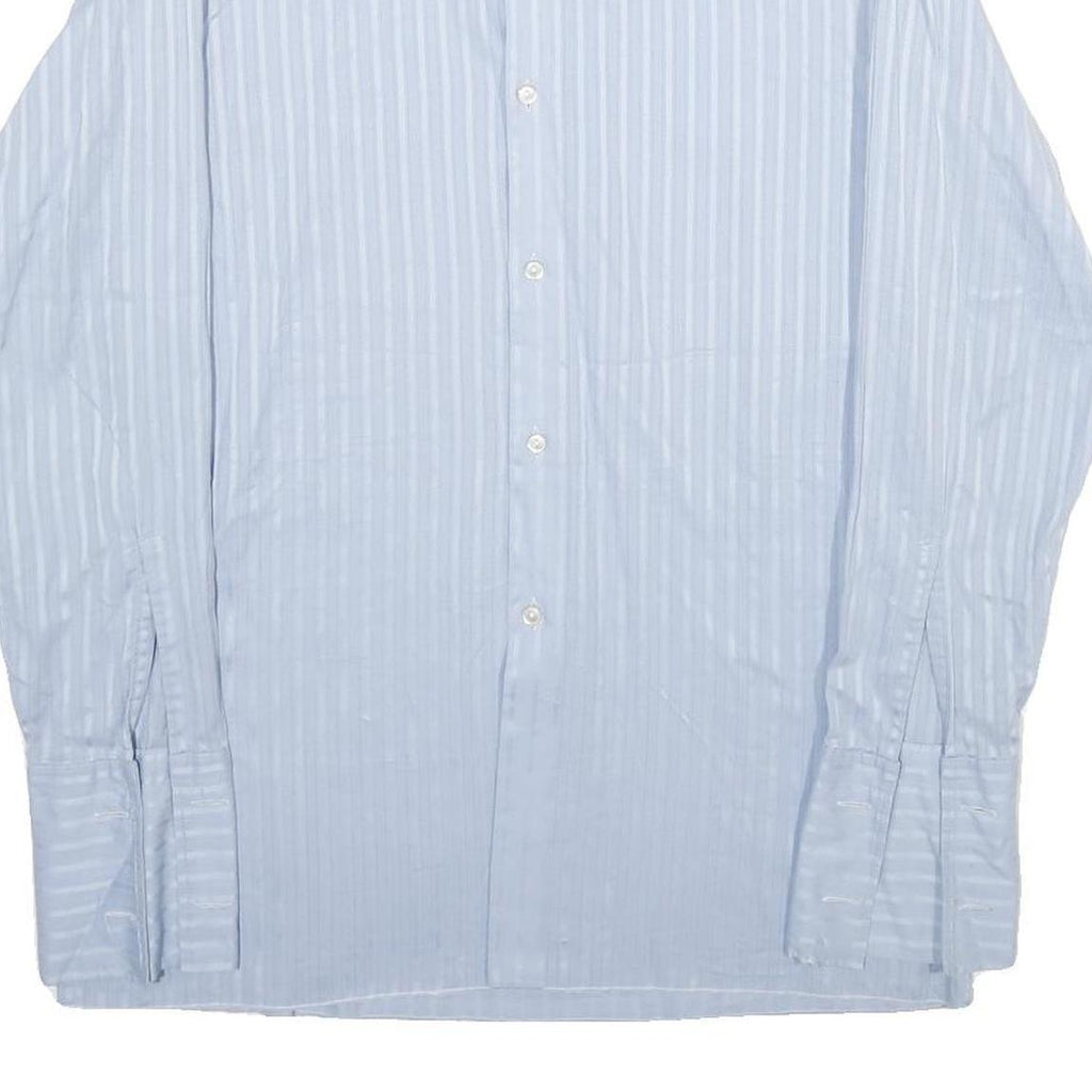 SCHILD Mens Blue Striped Shirt M Classic Button Down Polyester Blend