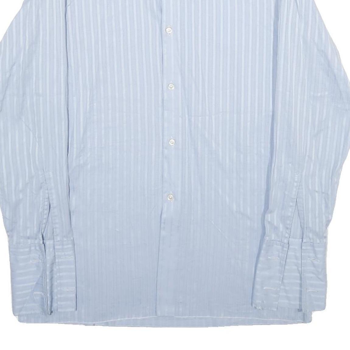 SCHILD Mens Blue Striped Shirt M Classic Button Down Polyester Blend