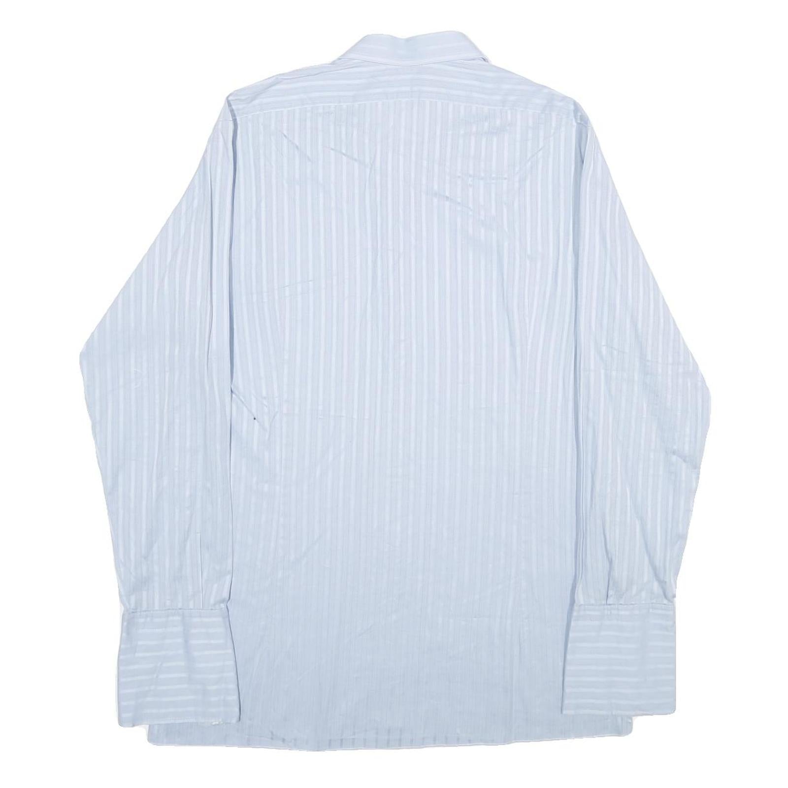 SCHILD Mens Blue Striped Shirt M Classic Button Down Polyester Blend