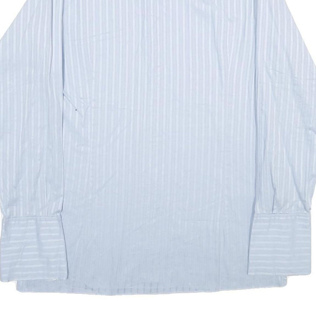 SCHILD Mens Blue Striped Shirt M Classic Button Down Polyester Blend