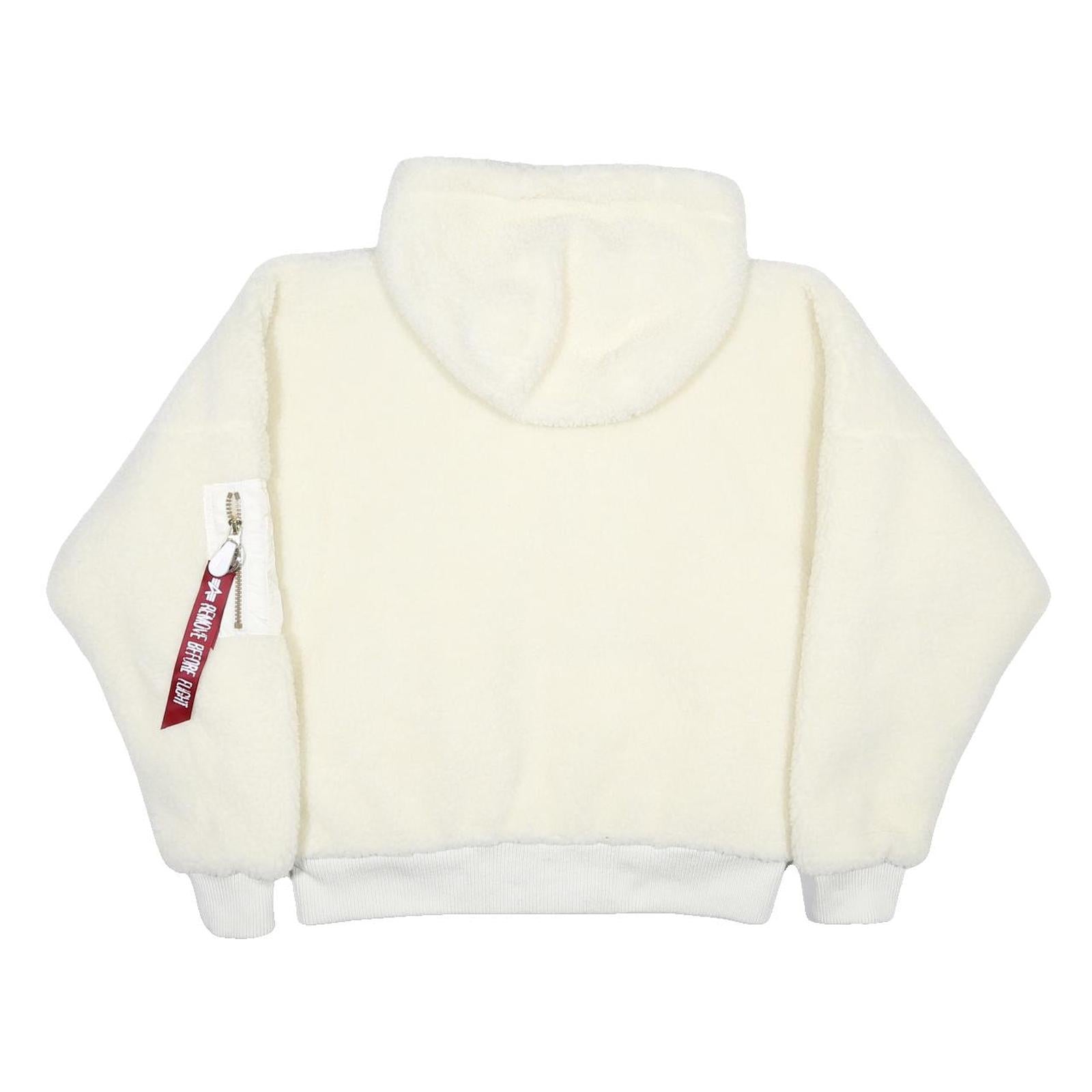ALPHA INDUSTRIES MA-1 OS Hooded Teddy Jacket Womens White Jacket M Sherpa Fleece
