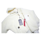 ALPHA INDUSTRIES MA-1 OS Hooded Teddy Jacket Womens White Jacket M Sherpa Fleece