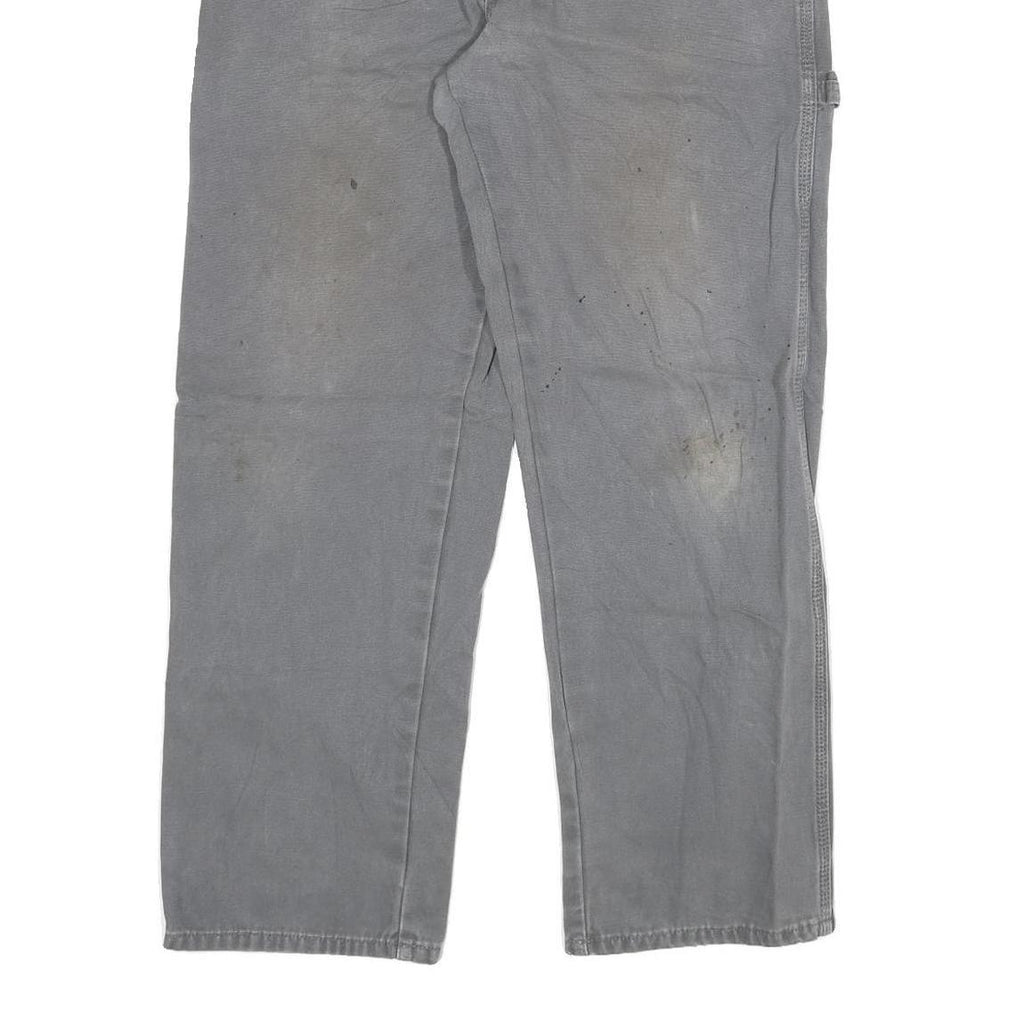 DICKIES Mens Grey Regular Fit Workwear Denim Jeans W32 L32 Cotton Blend Zip