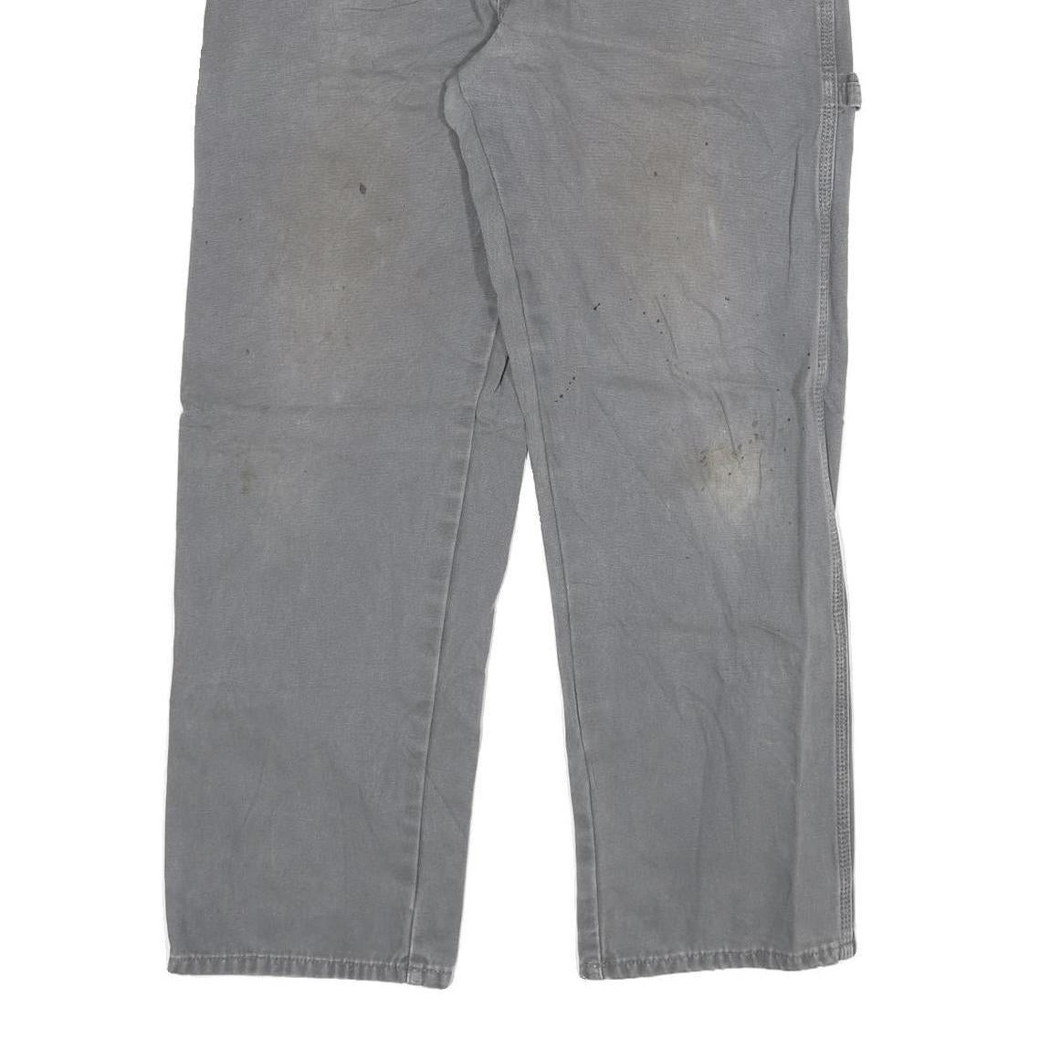 DICKIES Mens Grey Regular Fit Workwear Denim Jeans W32 L32 Cotton Blend Zip