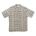 PIERRE CARDIN Mens Beige & Purple Patterned Rayon Shirt M Retro Casual Short