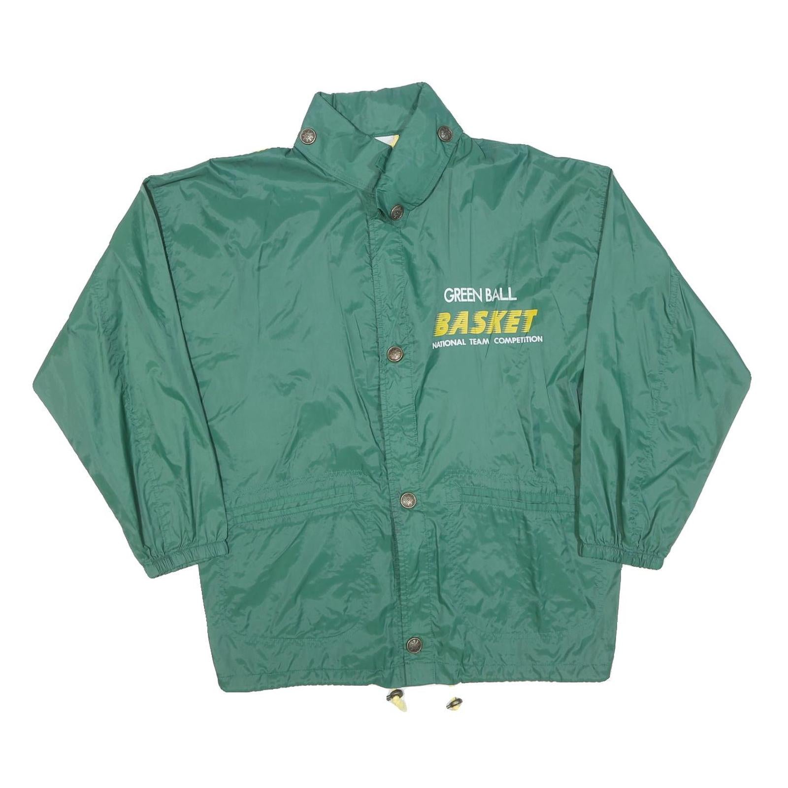 Mens Green Basket Graphic Polyester Blend Zip Jacket M Casual Sportswear