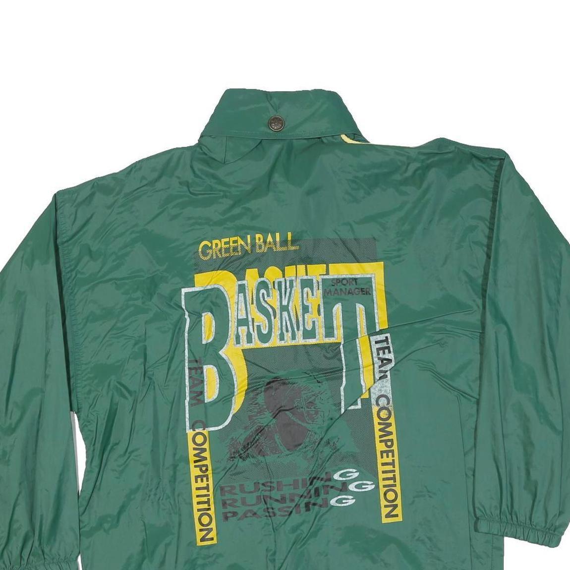 Mens Green Basket Graphic Polyester Blend Zip Jacket M Casual Sportswear