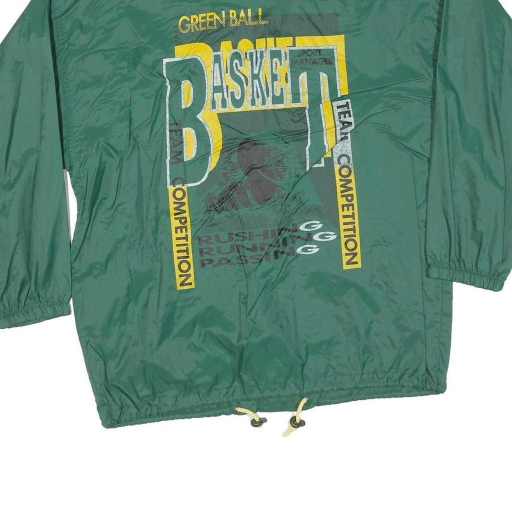 Mens Green Basket Graphic Polyester Blend Zip Jacket M Casual Sportswear