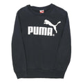 PUMA Mens Black Cotton Blend Sweatshirt S Crew Neck Logo Print Casual Pullover