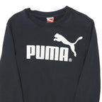 PUMA Mens Black Cotton Blend Sweatshirt S Crew Neck Logo Print Casual Pullover