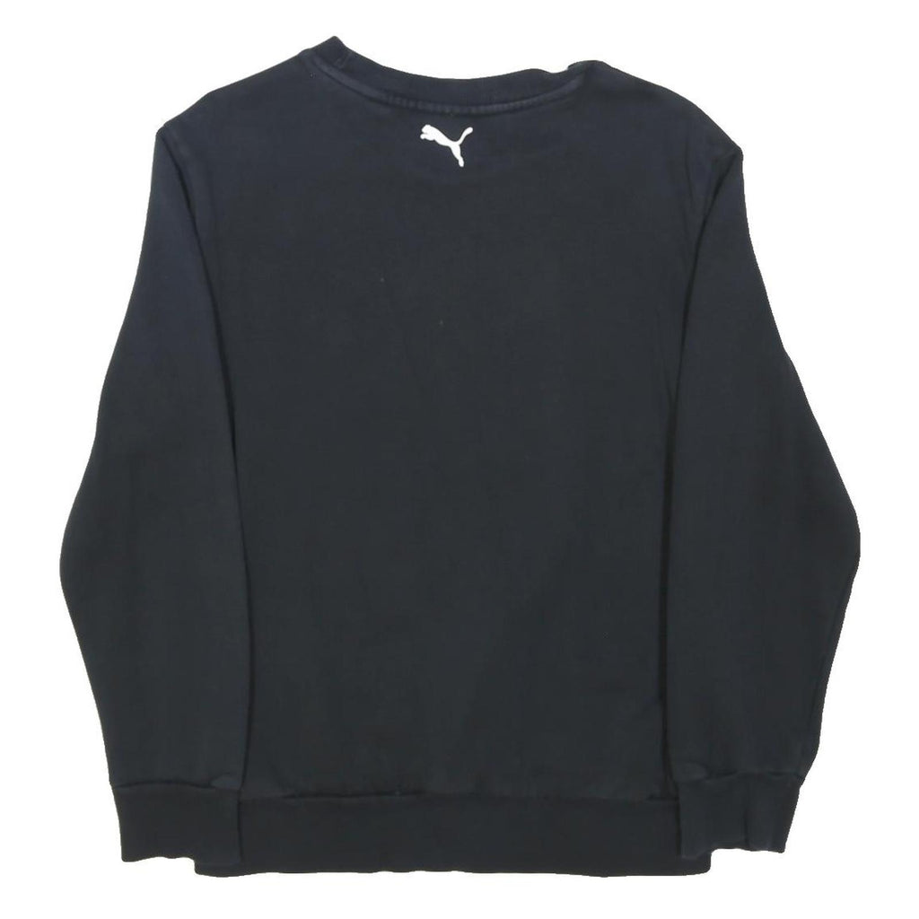 PUMA Mens Black Cotton Blend Sweatshirt S Crew Neck Logo Print Casual Pullover