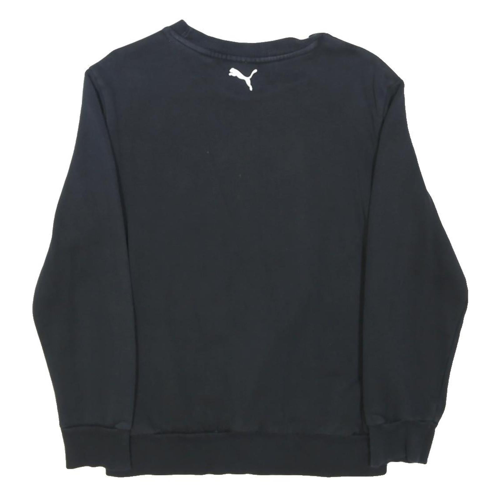 PUMA Mens Black Cotton Blend Sweatshirt S Crew Neck Logo Print Casual Pullover