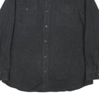 GRIZZLY MOUNTAIN Mens Black Plain Shirt L Button Pocket Casual Cotton Blend